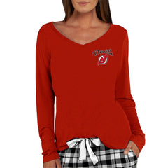 NHL New Jersey Devils Concepts Sport Women's Marathon Knit Long Sleeve V-Neck Top - Red