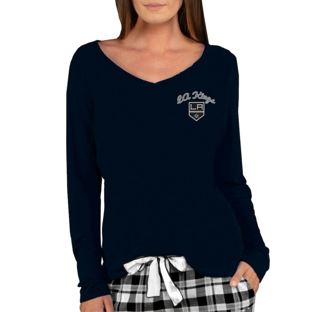 NHL Los Angeles Kings Concepts Sport Women's Marathon Knit Long Sleeve V-Neck Top - Black