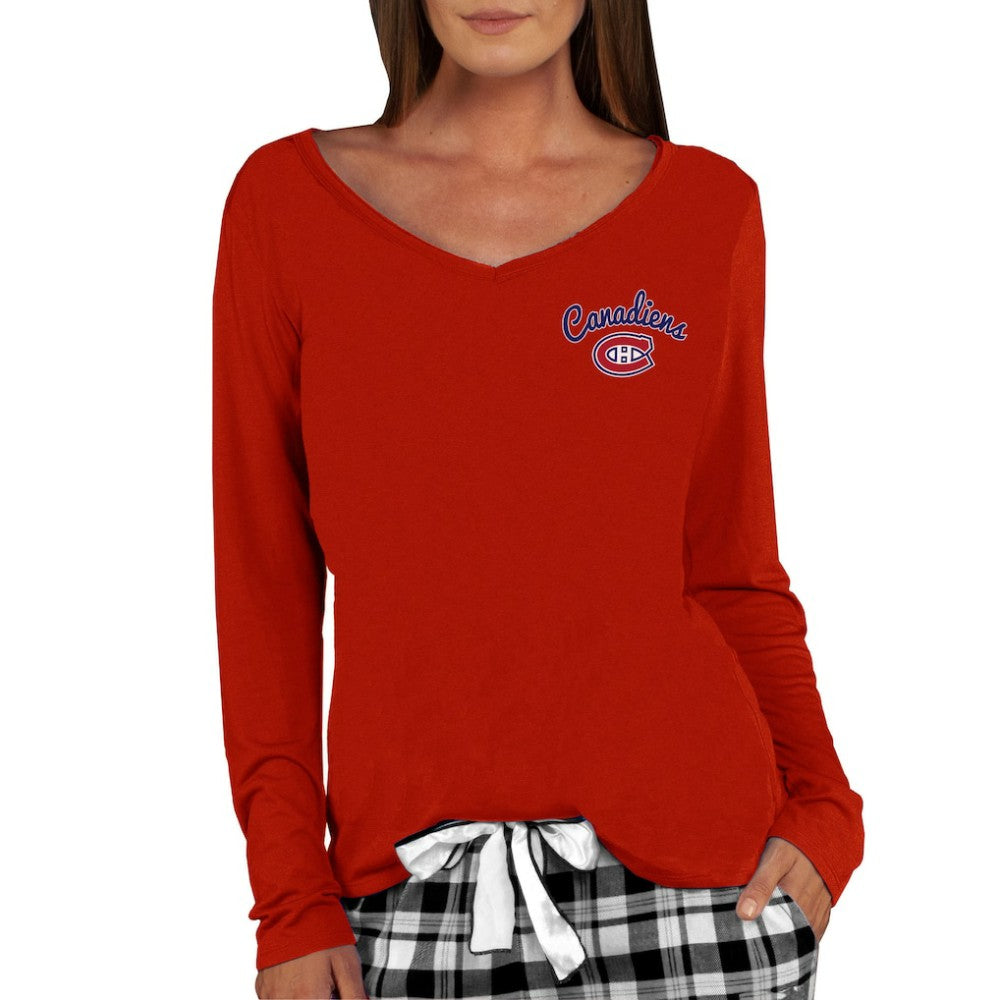 NHL Montreal Canadiens Concepts Sport Women's Marathon Knit Long Sleeve V-Neck Top - Red