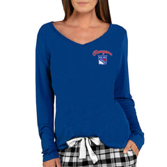 NHL New York Rangers Concepts Sport Women's Marathon Knit Long Sleeve V-Neck Top - Royal