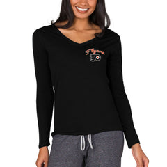 NHL Philadelphia Flyers Concepts Sport Women's Marathon Knit Long Sleeve V-Neck Top - Black