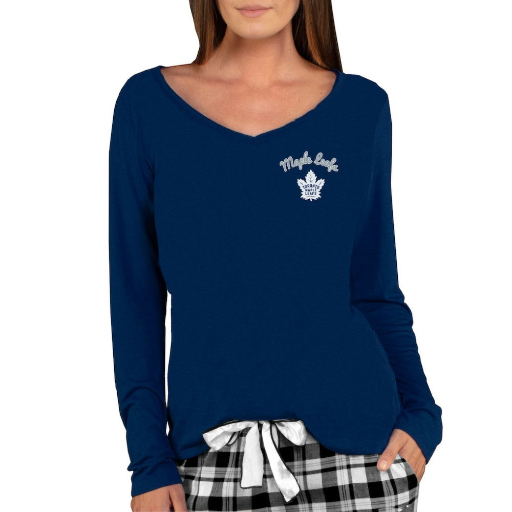 NHL Toronto Maple Leafs Concepts Sport Women's Marathon Knit Long Sleeve V-Neck Top - Navy