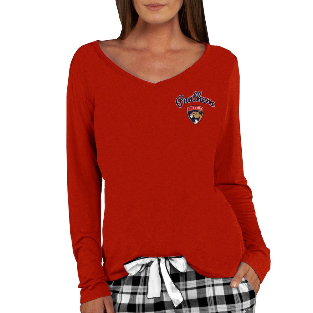 NHL Florida Panthers Concepts Sport Women's Marathon Knit Long Sleeve V-Neck Top - Red