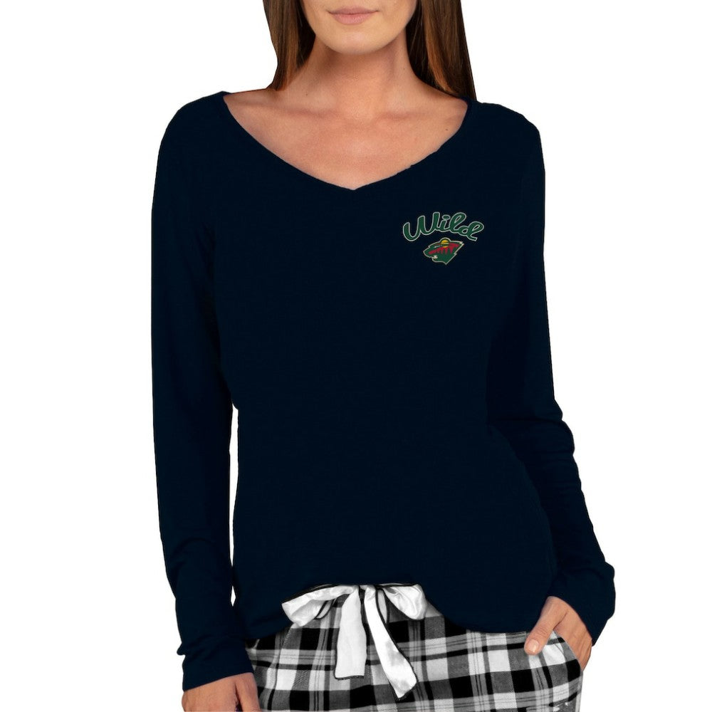 NHL Minnesota Wild Concepts Sport Women's Marathon Knit Long Sleeve V-Neck Top - Black