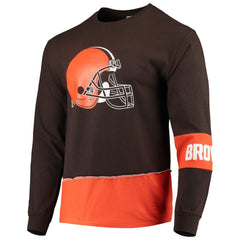 Cleveland Browns Refried Apparel Sustainable Upcycled Angle Long Sleeve T-Shirt Brown/Orange
