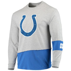 Indianapolis Colts Refried Apparel Sustainable Upcycled Angle Long Sleeve T-Shirt Gray/Royal