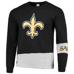 New Orleans Saints Refried Apparel Sustainable Upcycled Angle Long Sleeve T-Shirt Black/Gray