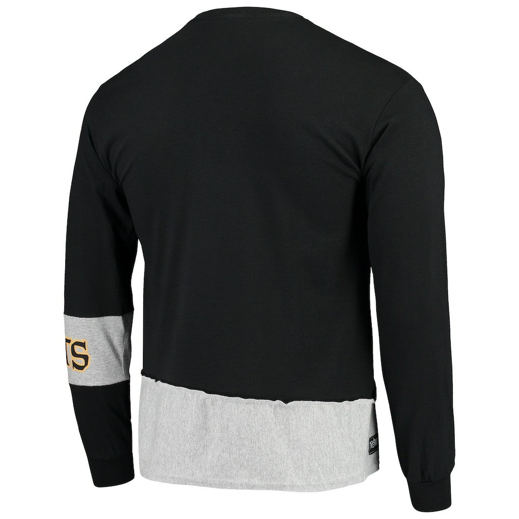 New Orleans Saints Refried Apparel Sustainable Upcycled Angle Long Sleeve T-Shirt Black/Gray