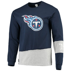 Tennessee Titans Refried Apparel Sustainable Upcycled Angle Long Sleeve T-Shirt Navy/Gray