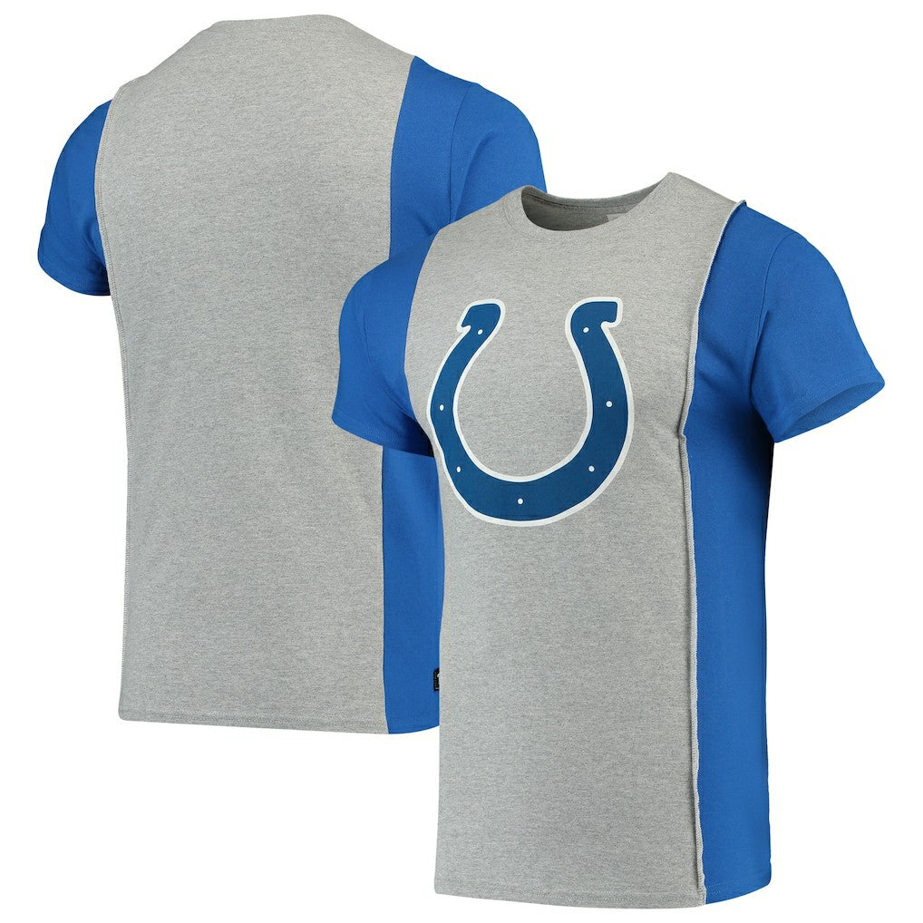 Indianapolis Colts Refried Apparel Sustainable Upcycled Split T-Shirt Gray/Royal