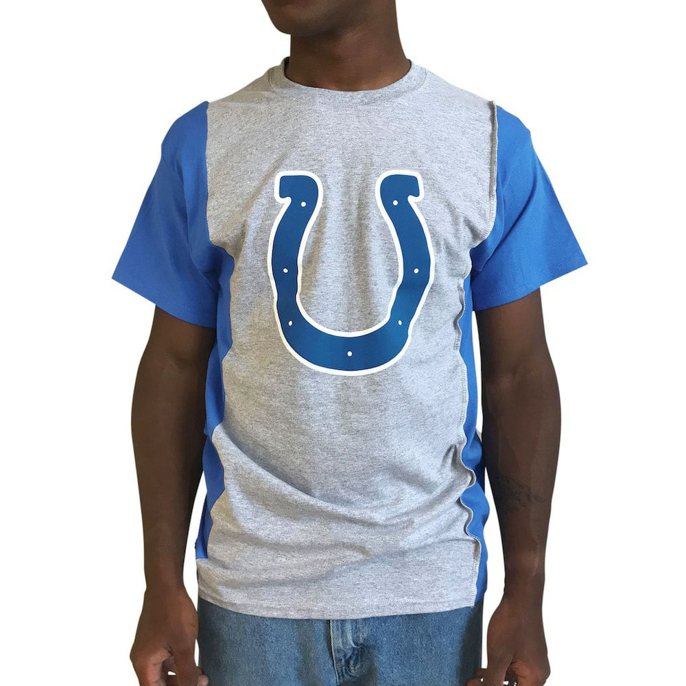 Indianapolis Colts Refried Apparel Sustainable Upcycled Split T-Shirt Gray/Royal