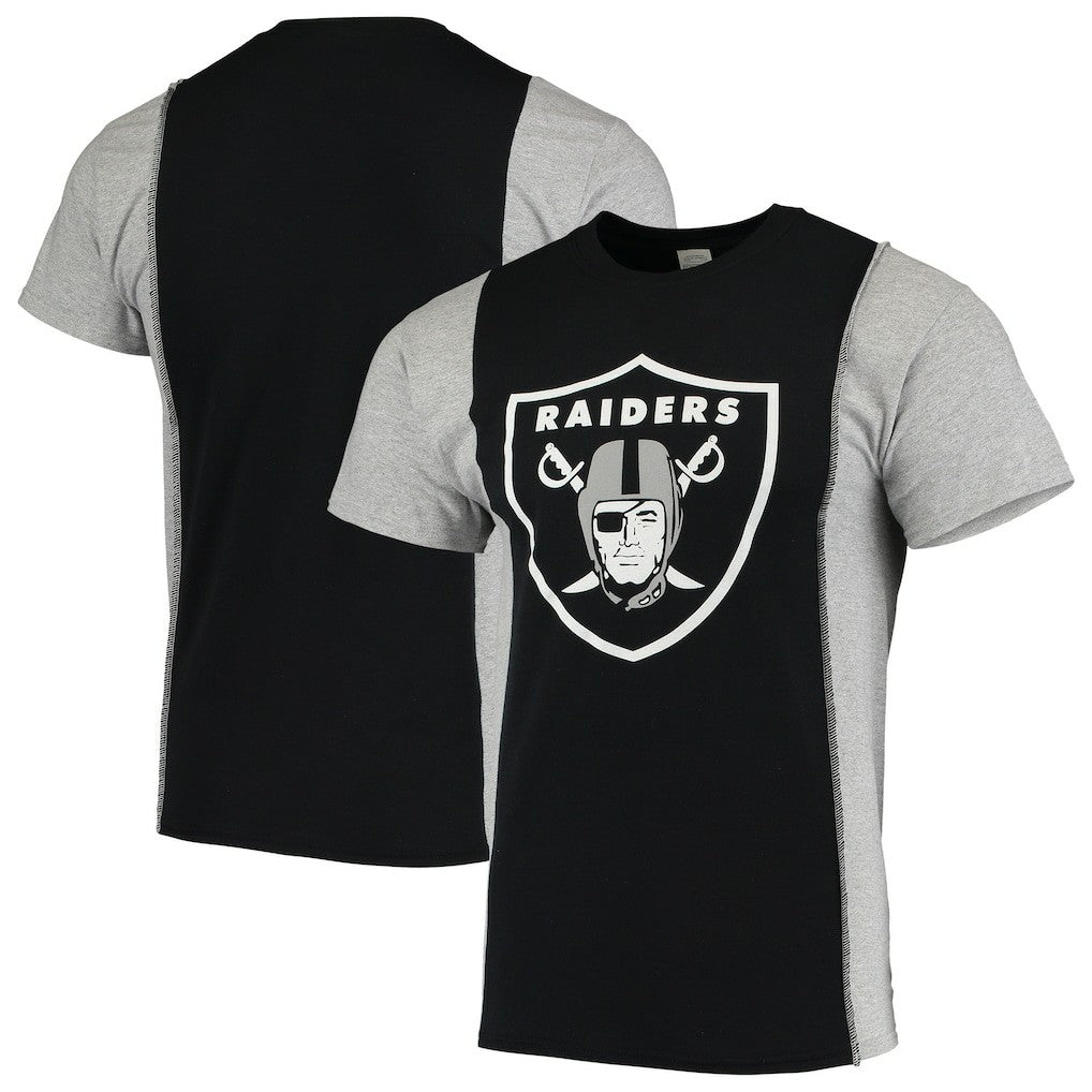 Las Vegas Raiders Refried Apparel Sustainable Upcycled Split T-Shirt Black/Silver