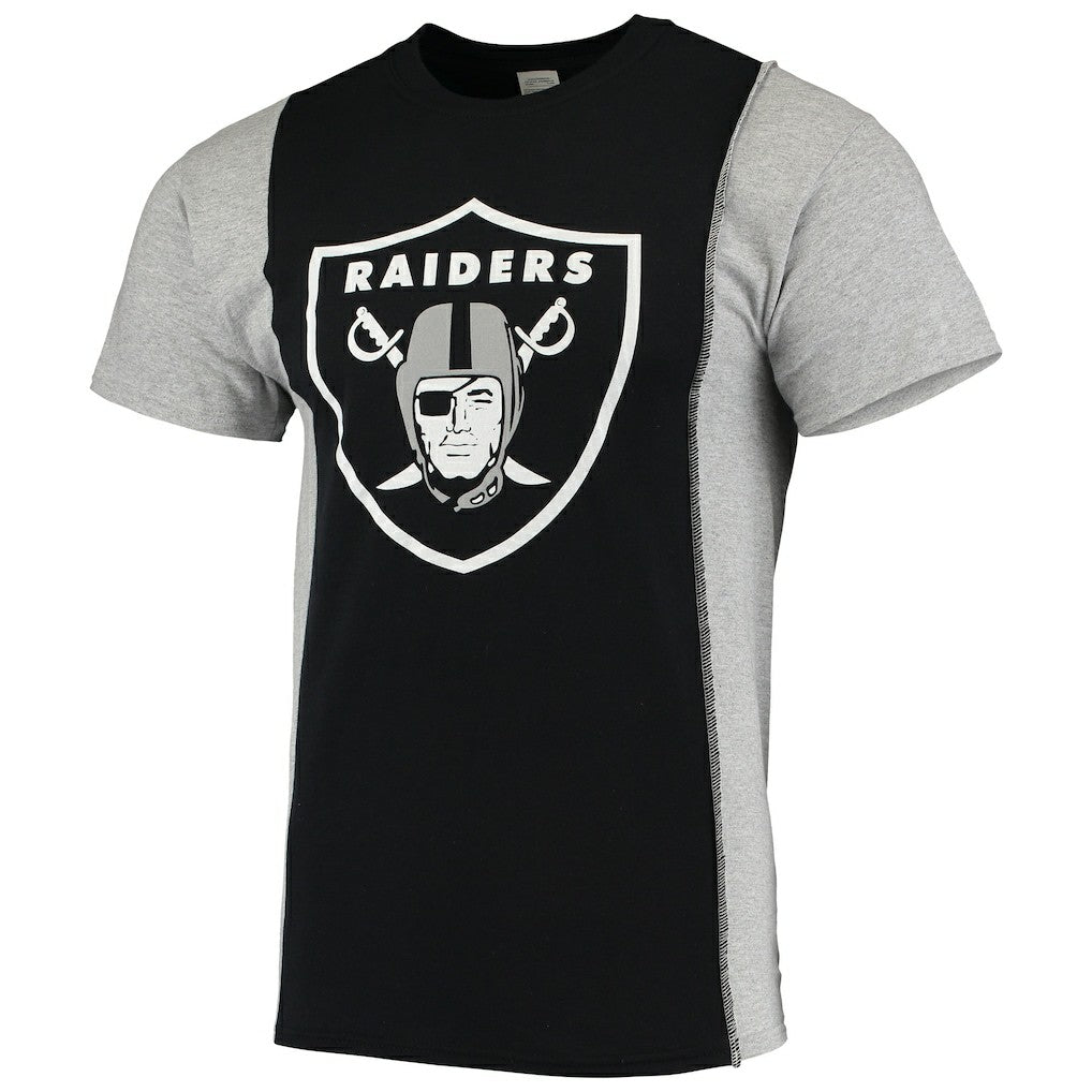 Las Vegas Raiders Refried Apparel Sustainable Upcycled Split T-Shirt Black/Silver