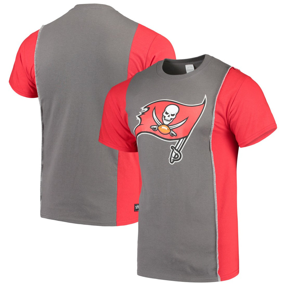 Tampa Bay Buccaneers Refried Apparel Sustainable Upcycled Split T-Shirt Pewter/Red