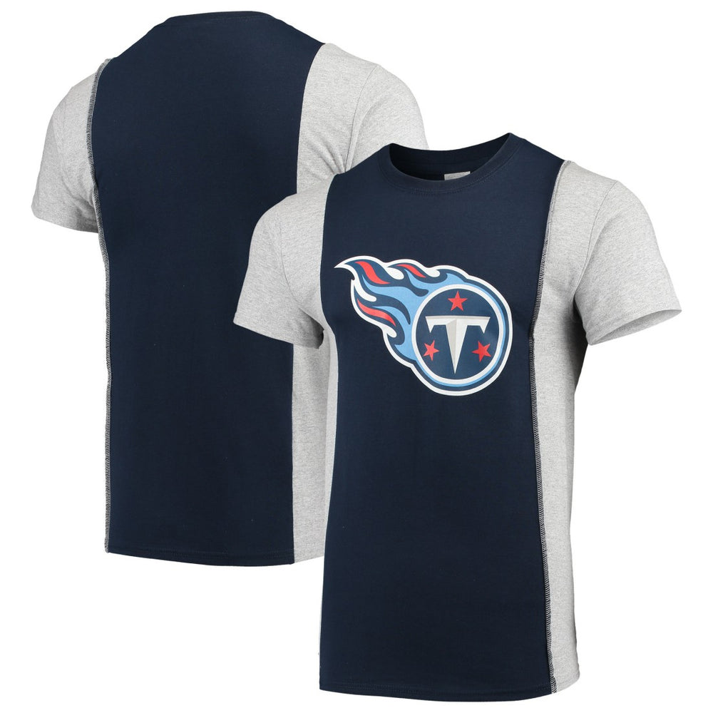 Tennessee Titans Refried Apparel Sustainable Upcycled Split T-Shirt Navy/Gray