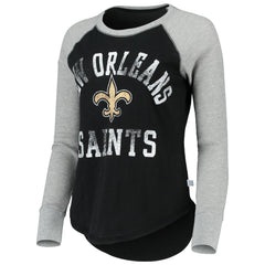 New Orleans Saints Touch Women's Waffle Raglan Lightweight Long Sleeve T-Shirt Black