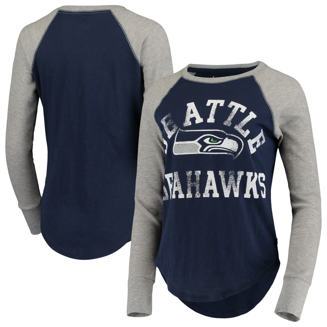 Seattle Seahawks Touch Women's Waffle Raglan Lightweight Long Sleeve T-Shirt College Navy