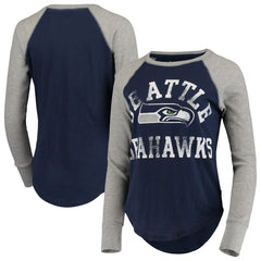 Seattle Seahawks Touch Women's Waffle Raglan Lightweight Long Sleeve T-Shirt College Navy