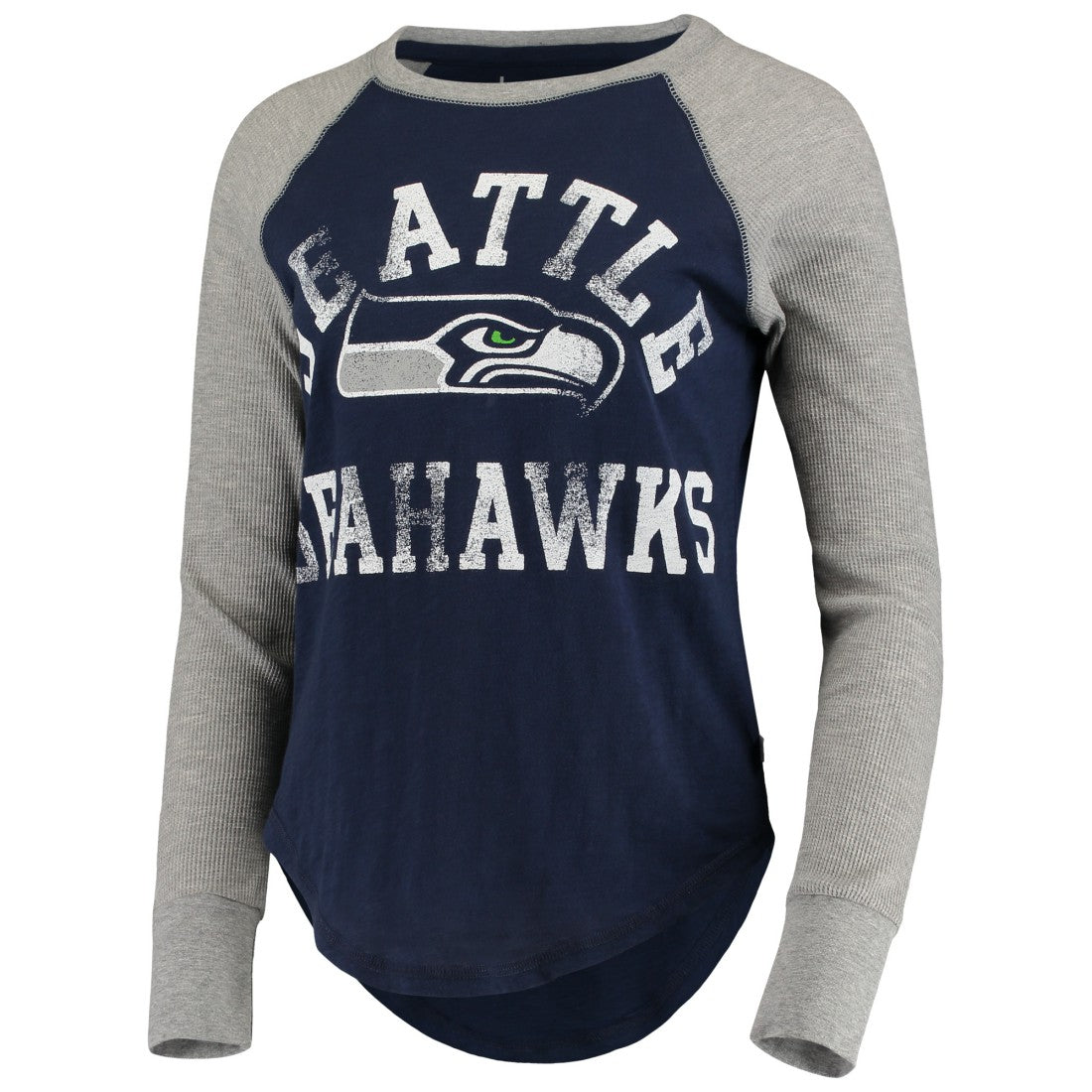 Seattle Seahawks Touch Women's Waffle Raglan Lightweight Long Sleeve T-Shirt College Navy