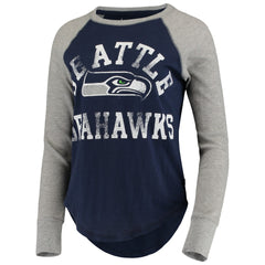 Seattle Seahawks Touch Women's Waffle Raglan Lightweight Long Sleeve T-Shirt College Navy