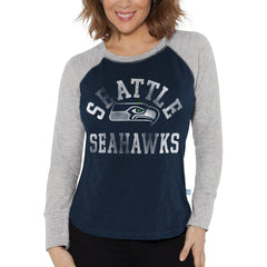 Seattle Seahawks Touch Women's Waffle Raglan Lightweight Long Sleeve T-Shirt College Navy