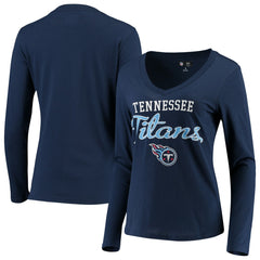 Tennessee Titans G-III 4Her by Carl Banks Women's Post Season Long Sleeve V-Neck T-Shirt Navy