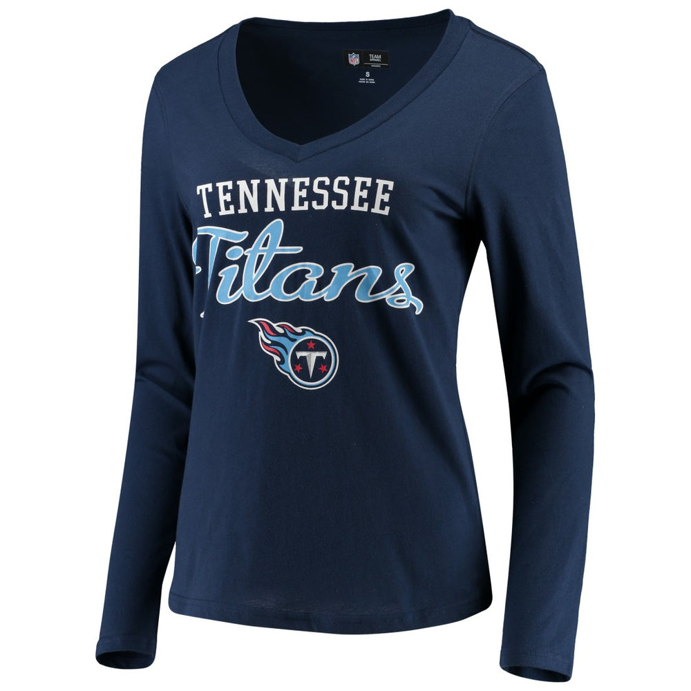 Tennessee Titans G-III 4Her by Carl Banks Women's Post Season Long Sleeve V-Neck T-Shirt Navy