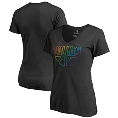 Dallas Mavericks Women's Team Pride Wordmark V-Neck T-Shirt Black