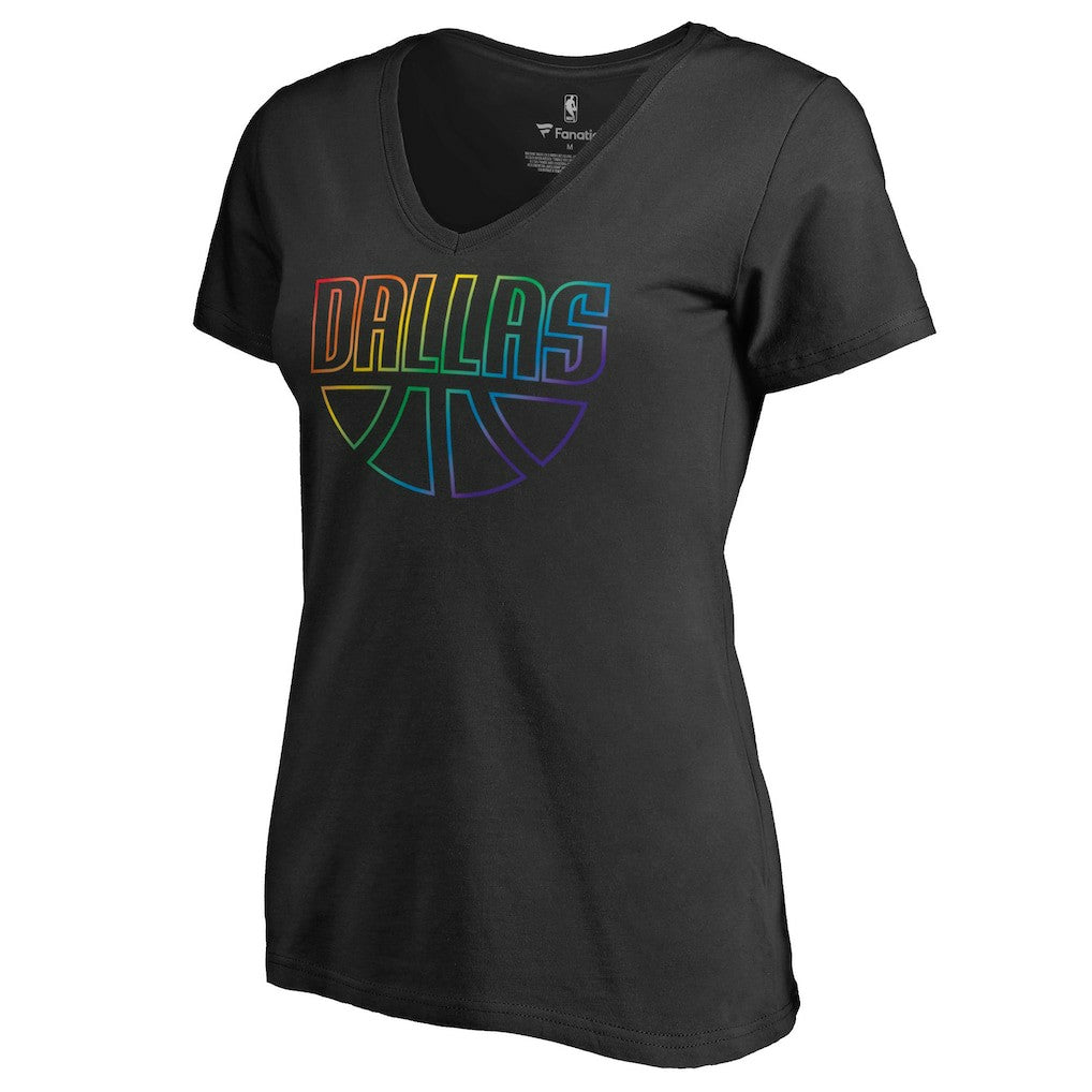 Dallas Mavericks Women's Team Pride Wordmark V-Neck T-Shirt Black