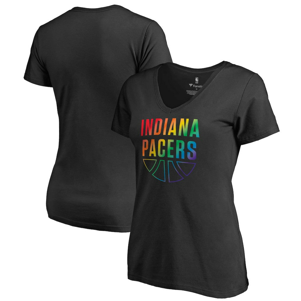 Indiana Pacers Women's Team Pride Wordmark V-Neck T-Shirt Black