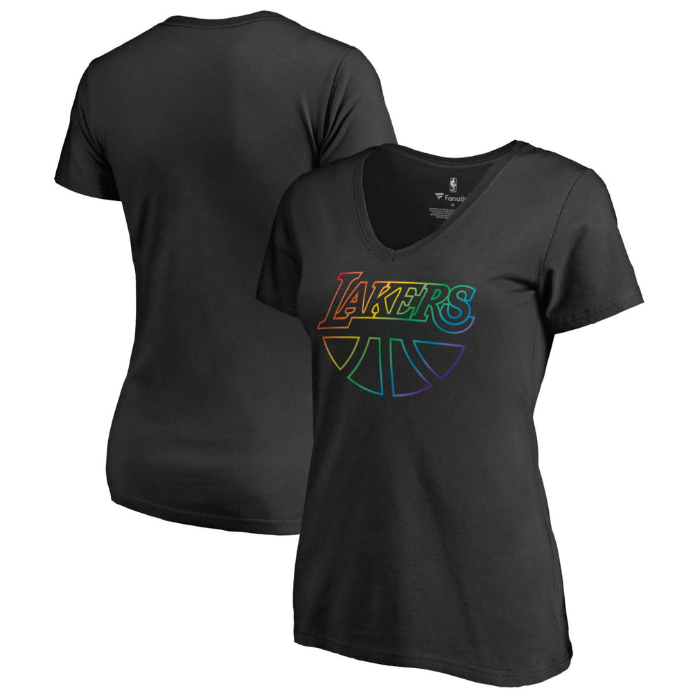 Los Angeles Lakers Women's Team Pride Wordmark V-Neck T-Shirt Black