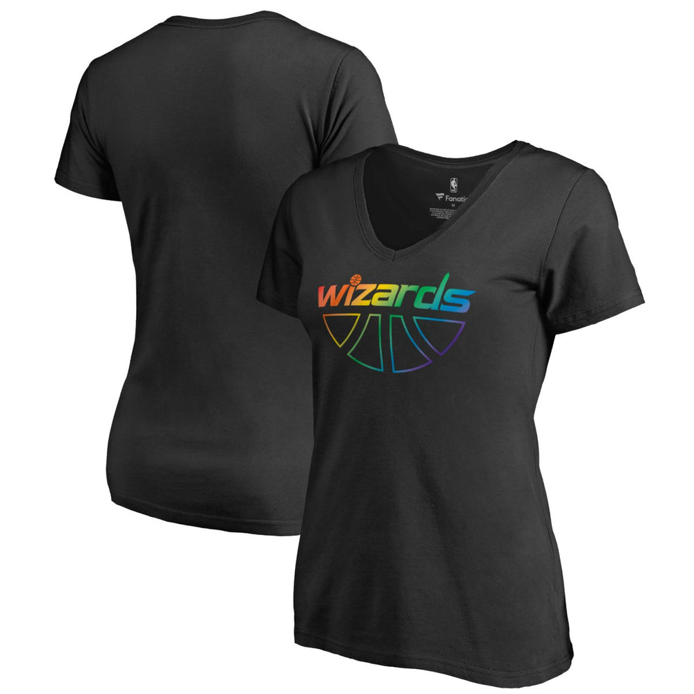 Washington Wizards Women's Team Pride Wordmark V-Neck T-Shirt Black