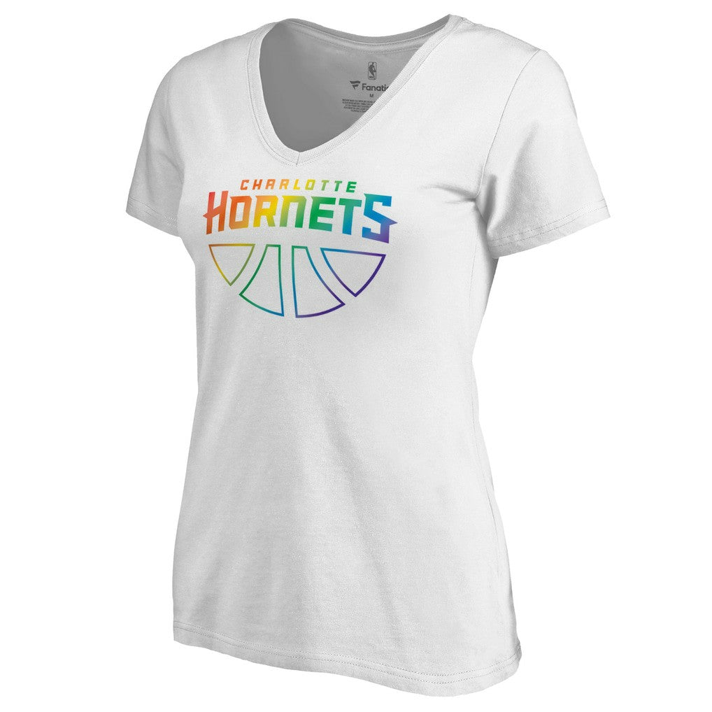 Charlotte Hornets Women's Team Pride Wordmark V-Neck T-Shirt White
