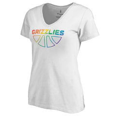 Memphis Grizzlies Women's Team Pride Wordmark V-Neck T-Shirt White