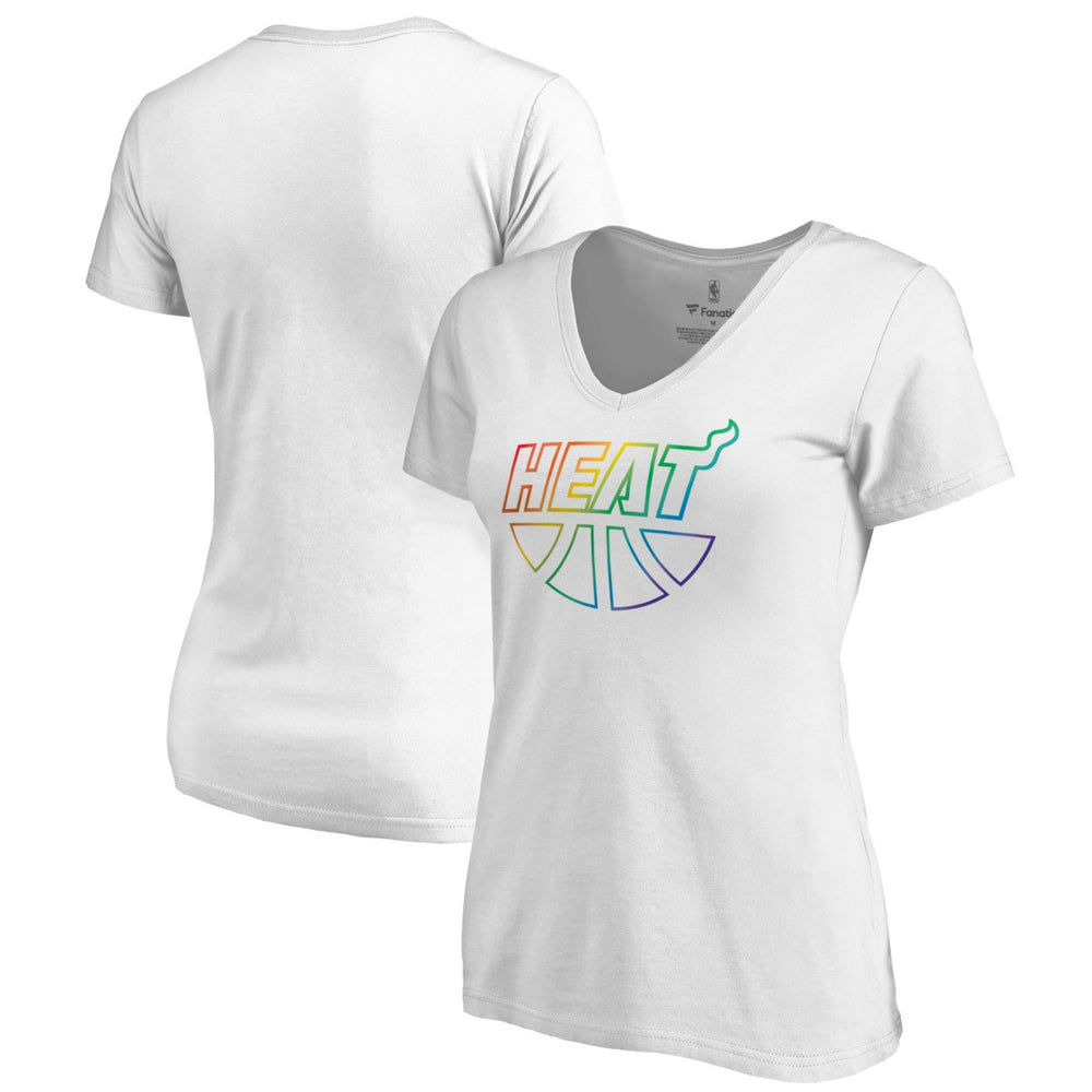 Miami Heat Women's Team Pride Wordmark V-Neck T-Shirt White