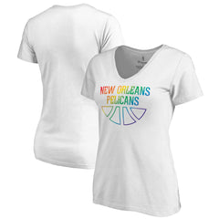 New Orleans Pelicans Women's Team Pride Wordmark V-Neck T-Shirt White