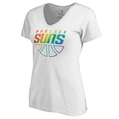 Phoenix Suns Women's Team Pride Wordmark V-Neck T-Shirt White
