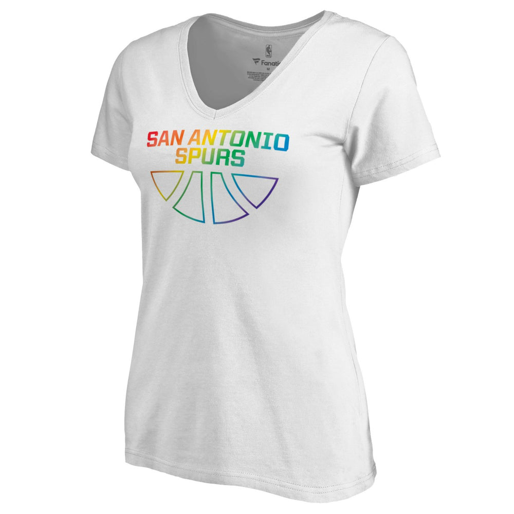 San Antonio Spurs Women's Team Pride Wordmark V-Neck T-Shirt White