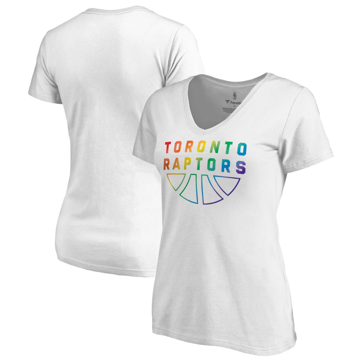 Toronto Raptors Women's Team Pride Wordmark V-Neck T-Shirt White