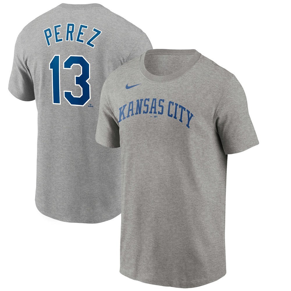 Salvador Perez Kansas City Royals Nike Name & Number T-Shirt - Gray T-shirts