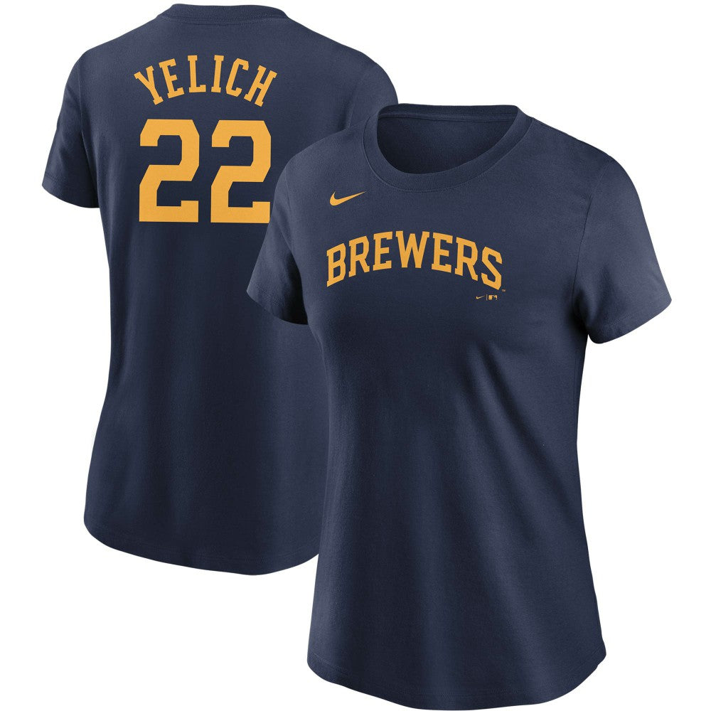 Christian Yelich Milwaukee Brewers Nike Women's Name & Number T-Shirt - Navy T-shirts