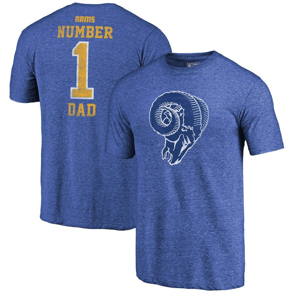 Los Angeles Rams Greatest Dad Retro Tri-Blend T-Shirt Heathered Royal