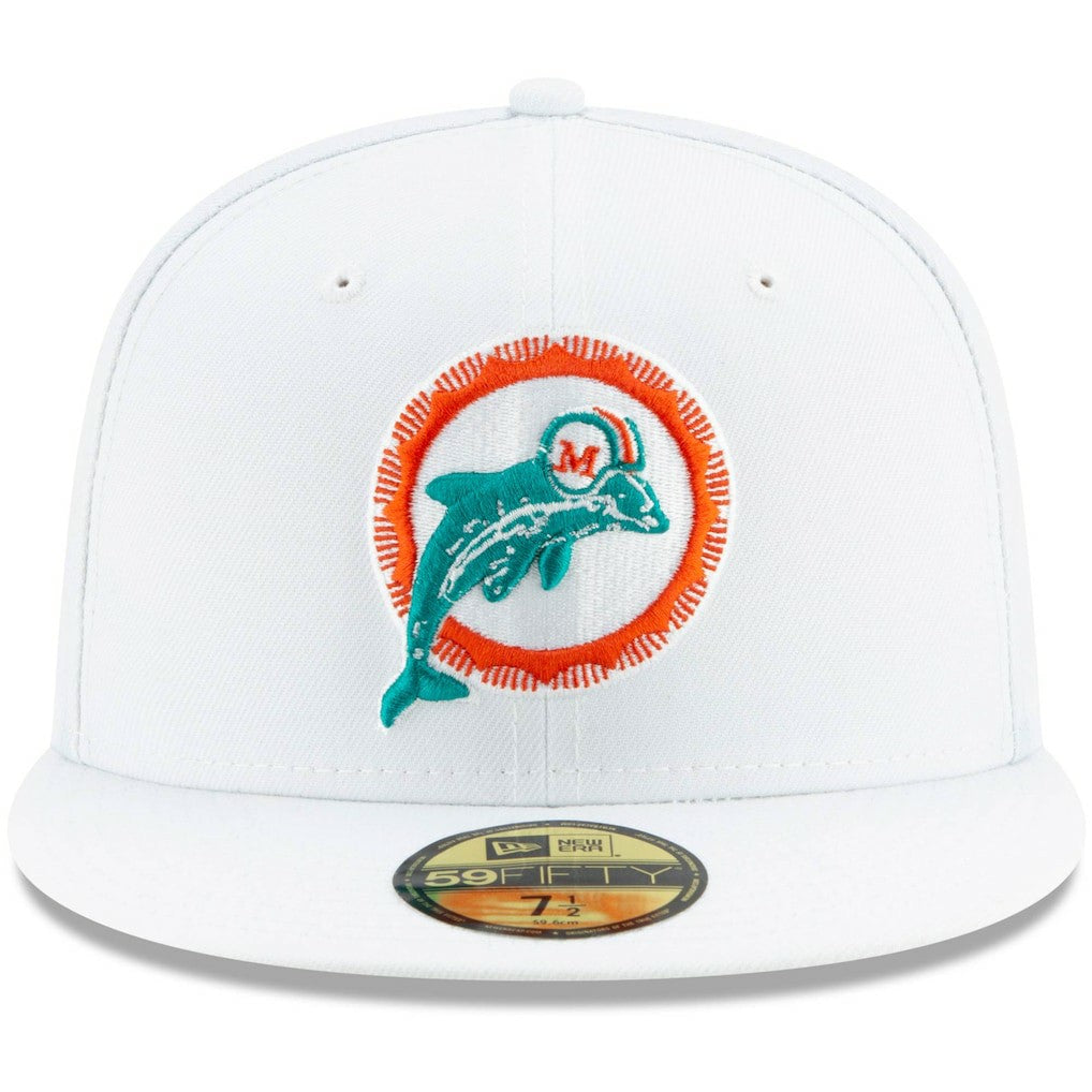 Miami Dolphins New Era Historic Omaha 59FIFTY Fitted Hat White