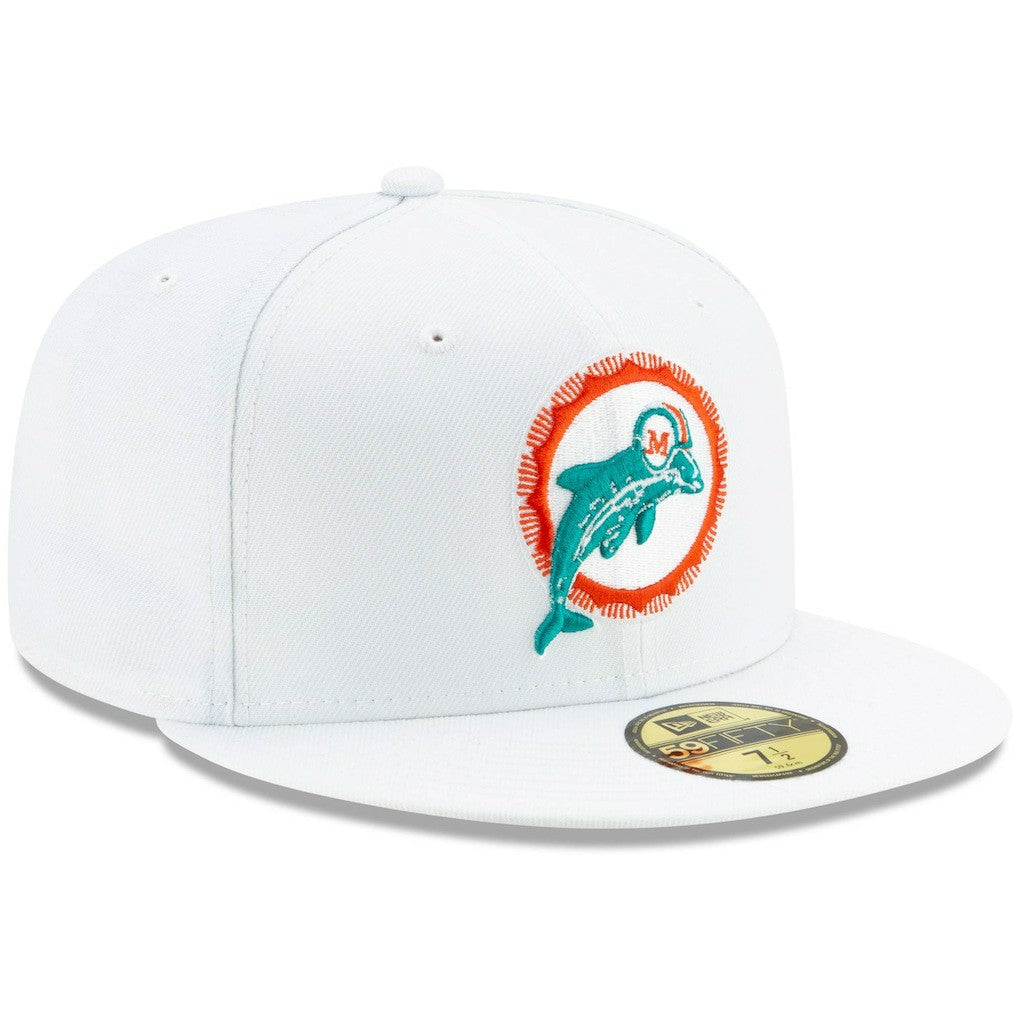 Miami Dolphins New Era Historic Omaha 59FIFTY Fitted Hat White