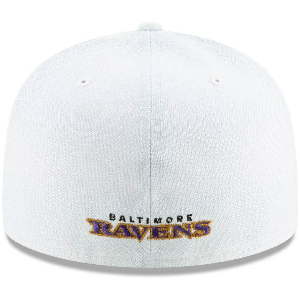 Baltimore Ravens New Era Shield Omaha 59FIFTY Fitted Hat White
