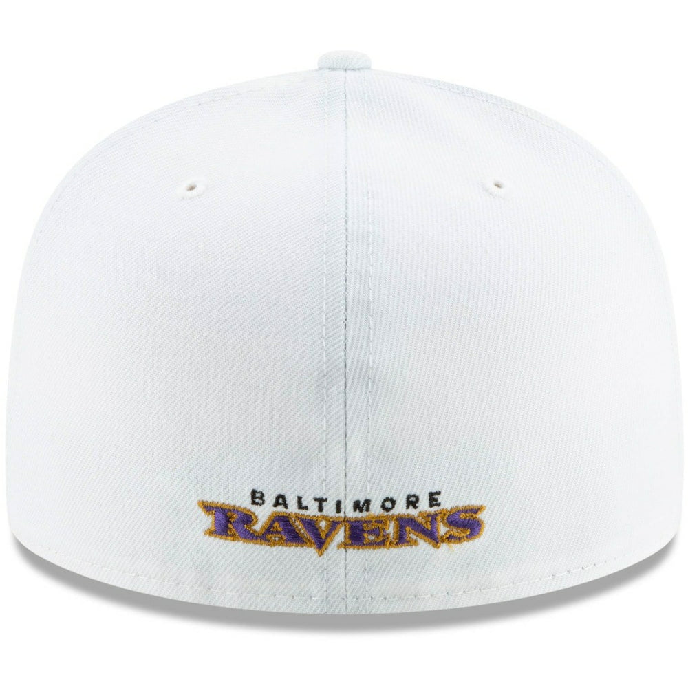 Baltimore Ravens New Era Shield Omaha 59FIFTY Fitted Hat White