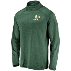 Athletics Fanatics Iconic Striated Primary Logo Raglan Quarter-Zip Pullover Jacket - Green Jackets
