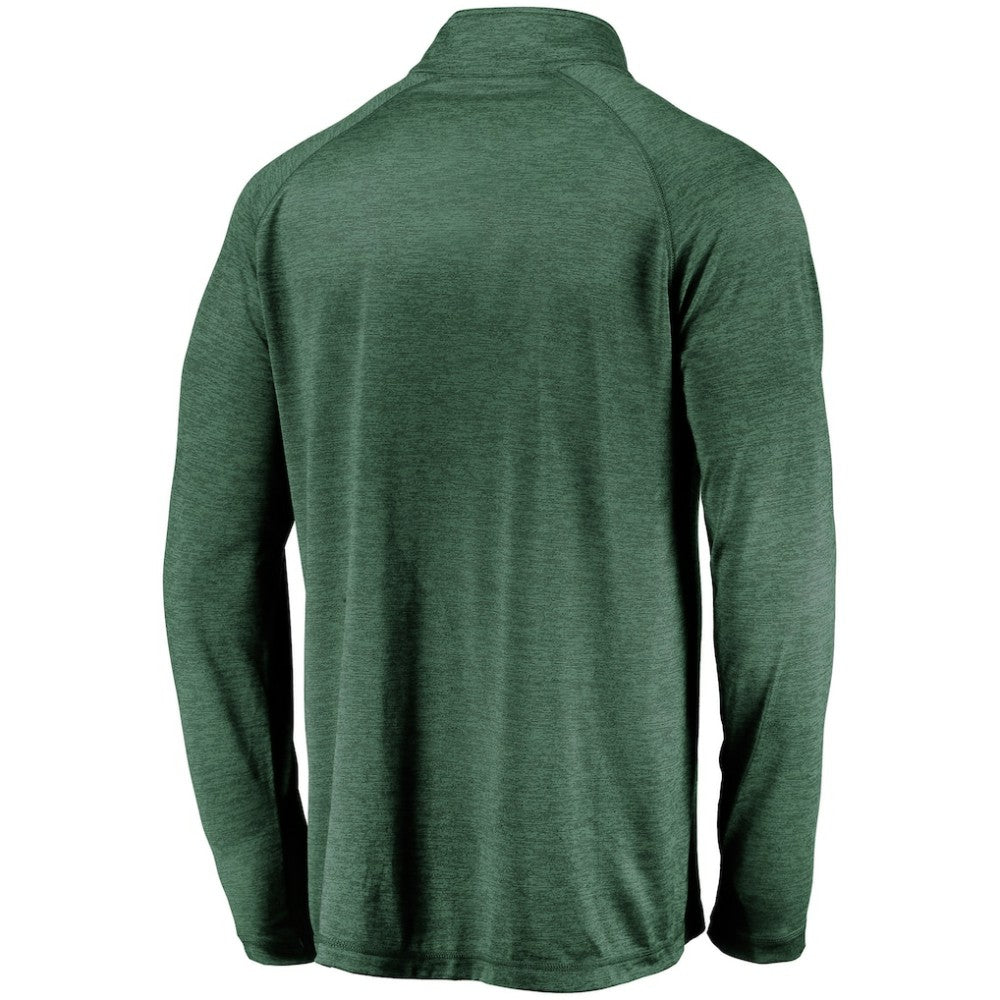 Athletics Fanatics Iconic Striated Primary Logo Raglan Quarter-Zip Pullover Jacket - Green Jackets