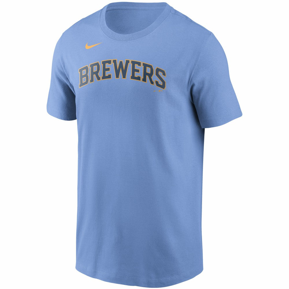 Christian Yelich Milwaukee Brewers Nike Name & Number T-Shirt - Light Blue T-shirts
