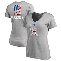 Charlie Blackmon Colorado Rockies Women's Banner Wave Name & Number V-Neck T-Shirt - Heathered Gray T-shirts